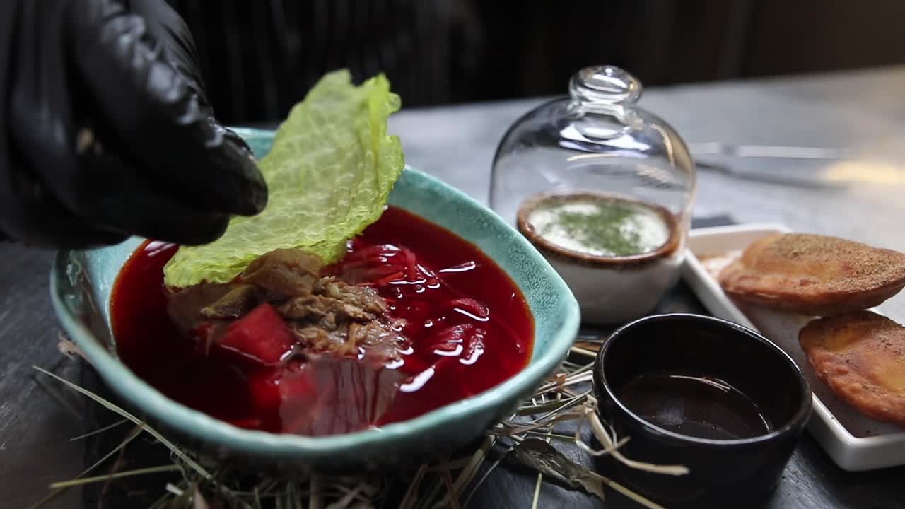 Preparing a Traditional Russian Borscht Dish