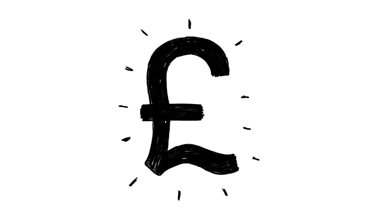 Hand drawn animation of England pound sign. Currency sign animation