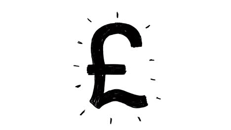 hand drawn animation of england pound sign. currency sign animation