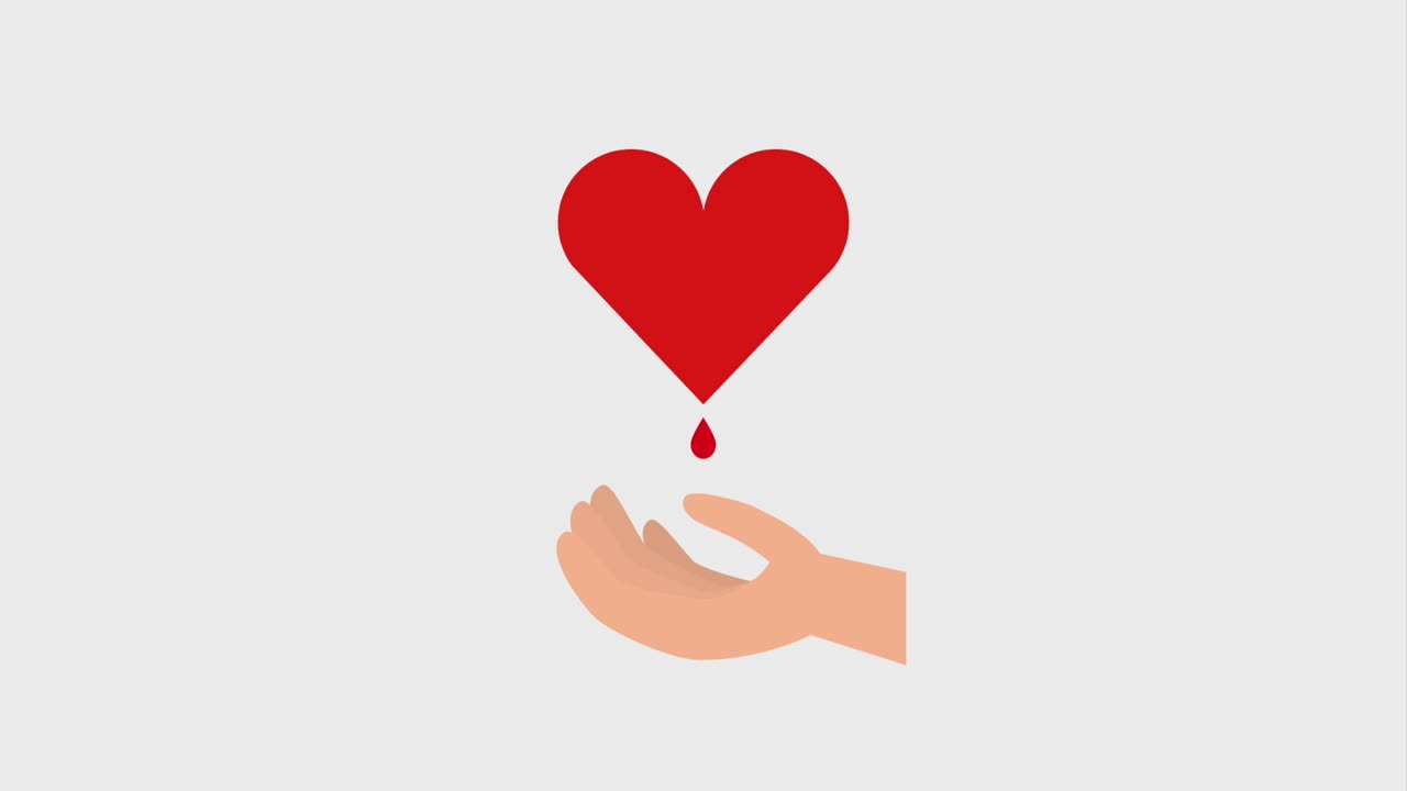 goteando sangre en la mano donación de corazón