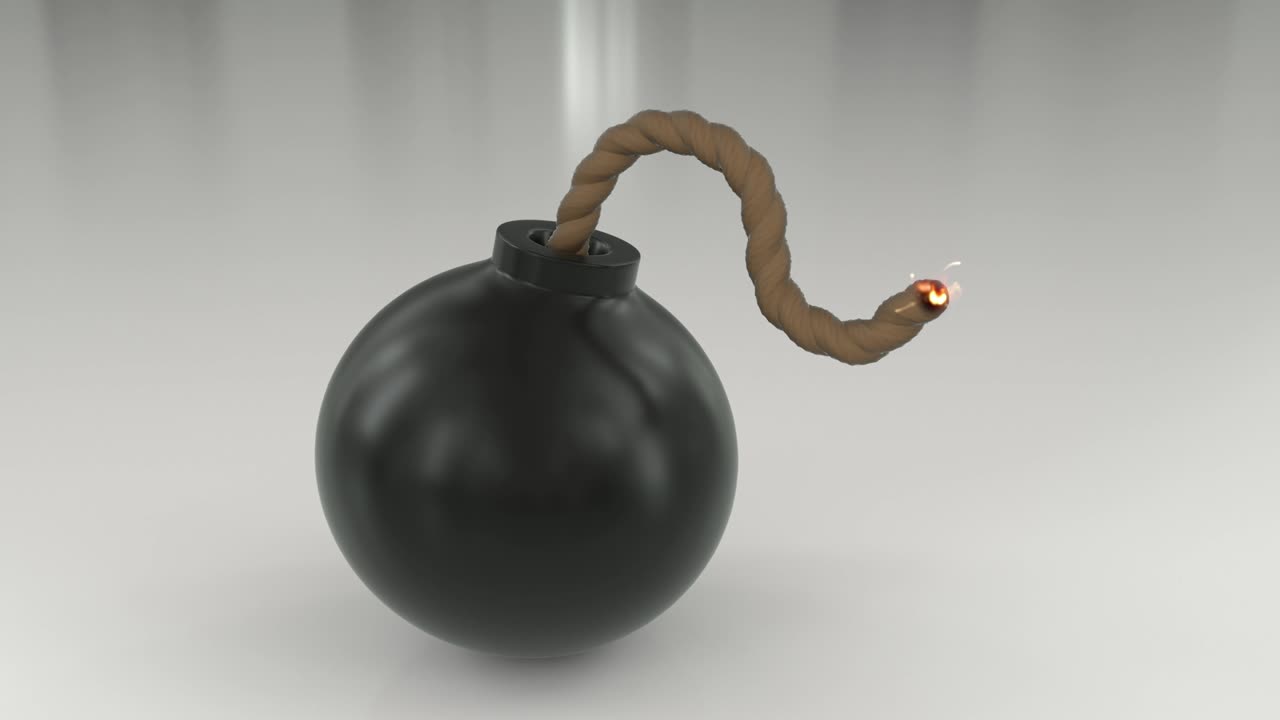 폭탄, 만화, 퓨즈, 불타는 타이머, 불꽃, 구, 공, 루프, 4k