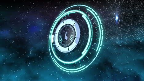 animación de la cerradura de la caja fuerte con cuenta atrás girando sobre la estrella fugaz y el fondo del cielo nocturno