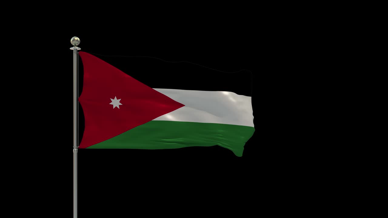 jordania varias banderas ondeando la bandera nacional en el poste, la bandera de la mesa