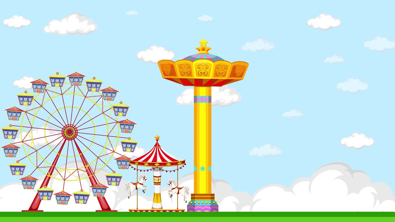 Animated progression of a carnival scene over time.