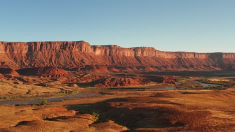 moab, utah mountains during golden hour, drone slow parallax shot