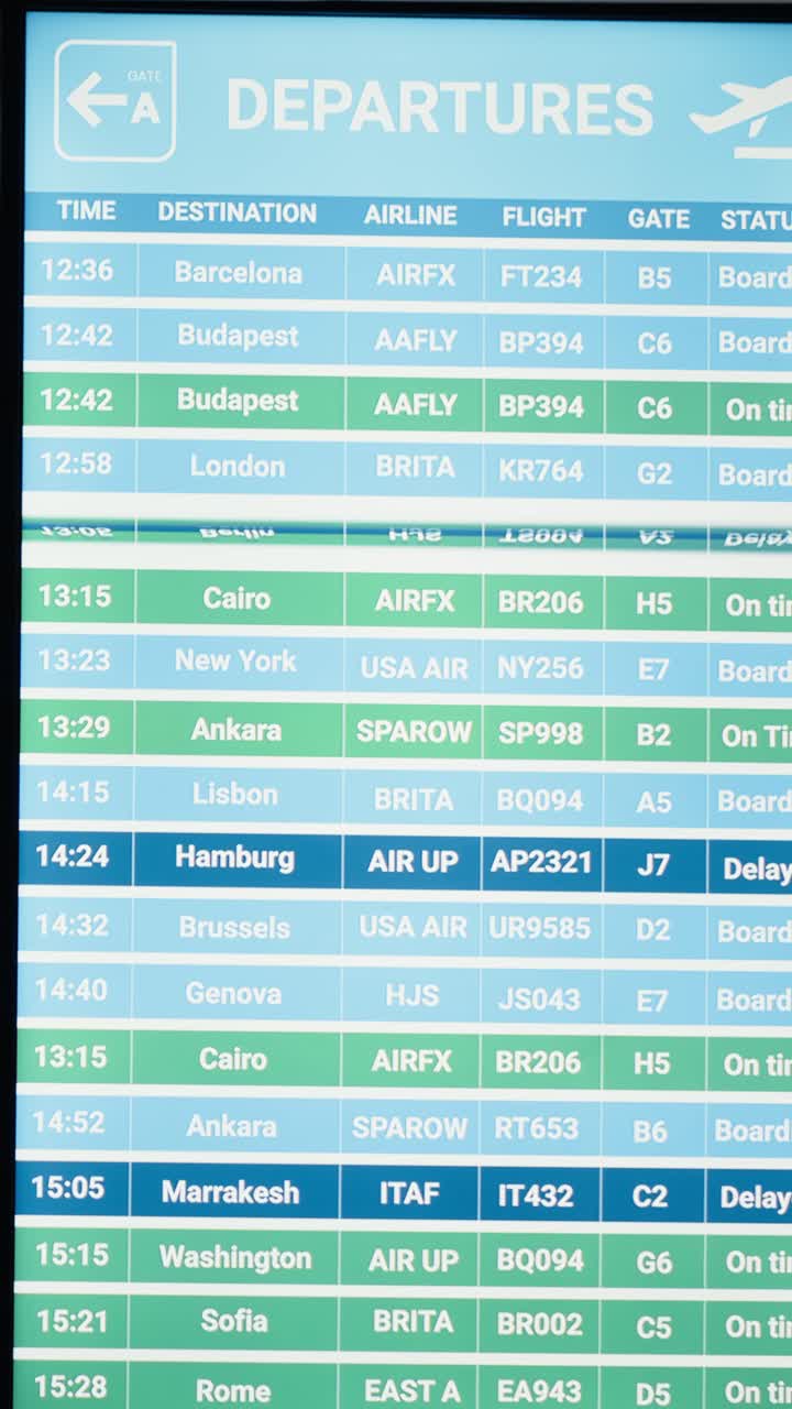 Passenger Checking Flight Information on Digital Departures Board
