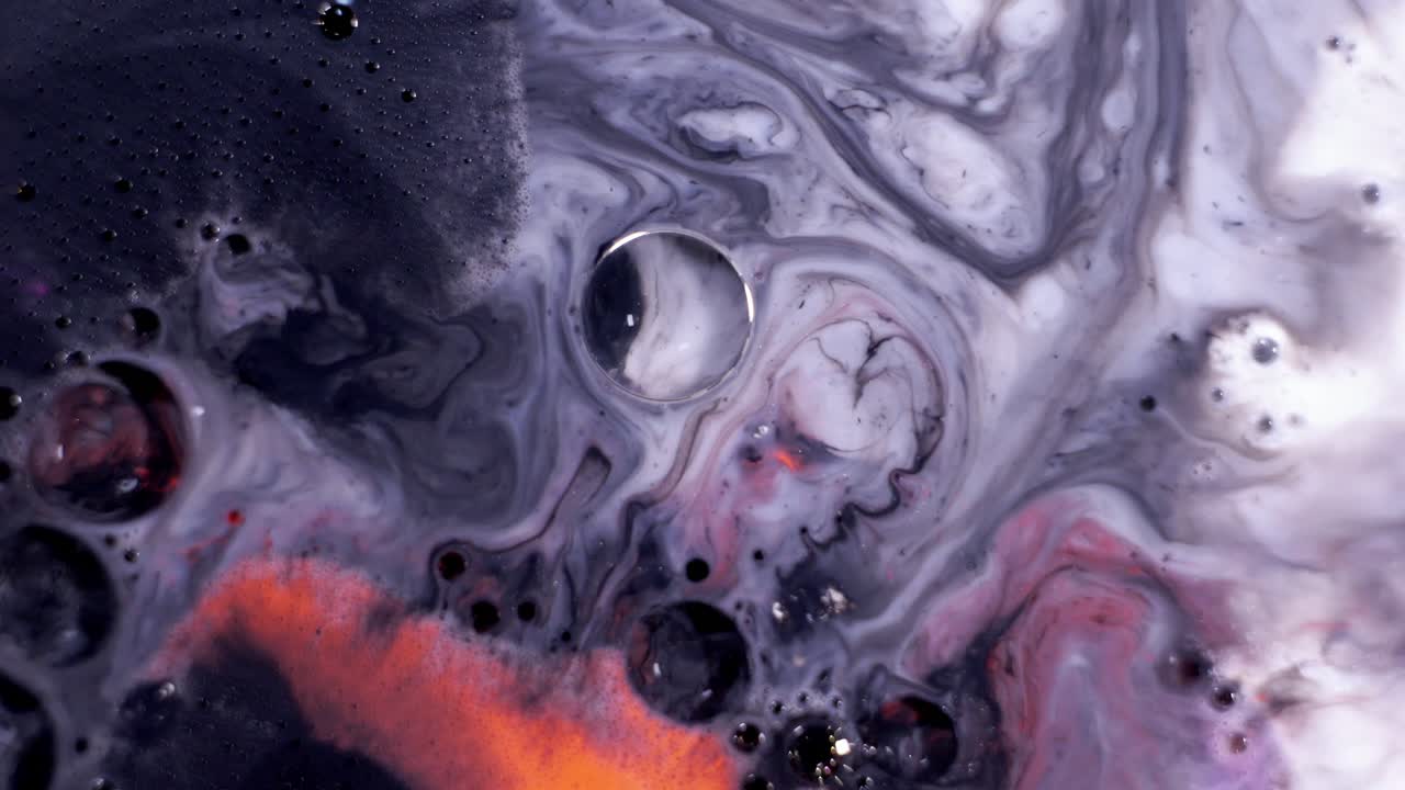 Abstract Liquid Art with Swirls and Bubbles
