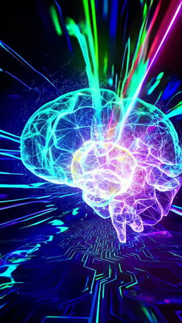 abstract representation of a brain and technology