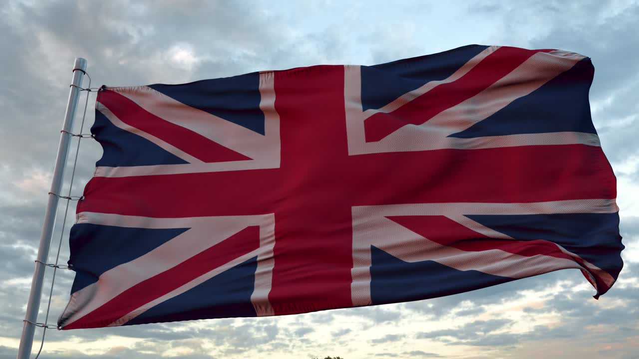 United Kingdom flag waving in the wind. Realistic animation background