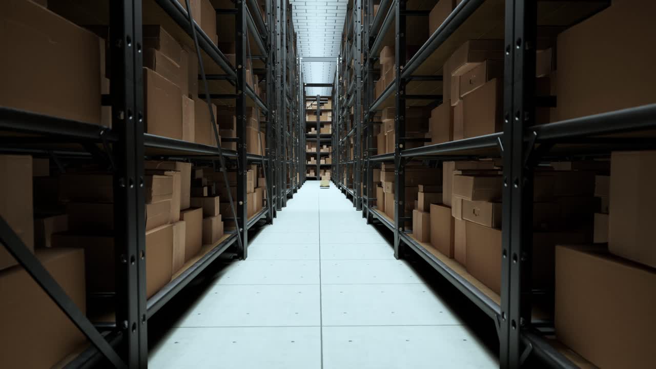 almacén automatizado con robots y estantes