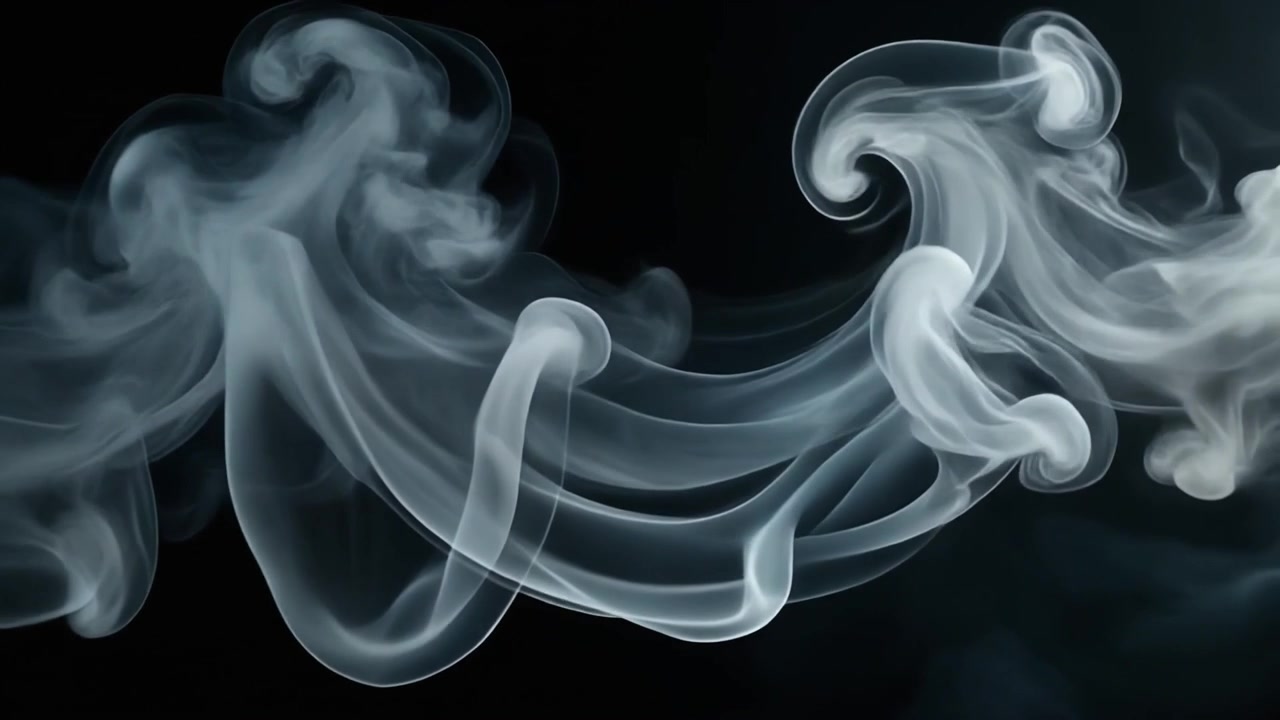 Abstract Fumo bianco che gira su uno sfondo nero