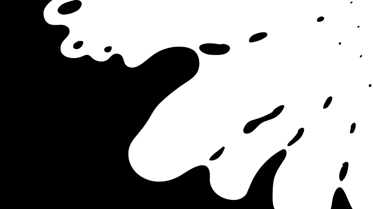 Transizione astratta di liquido bianco che si espande su sfondo nero