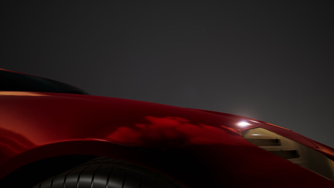 coche deportivo de lujo en un estudio oscuro con luces brillantes