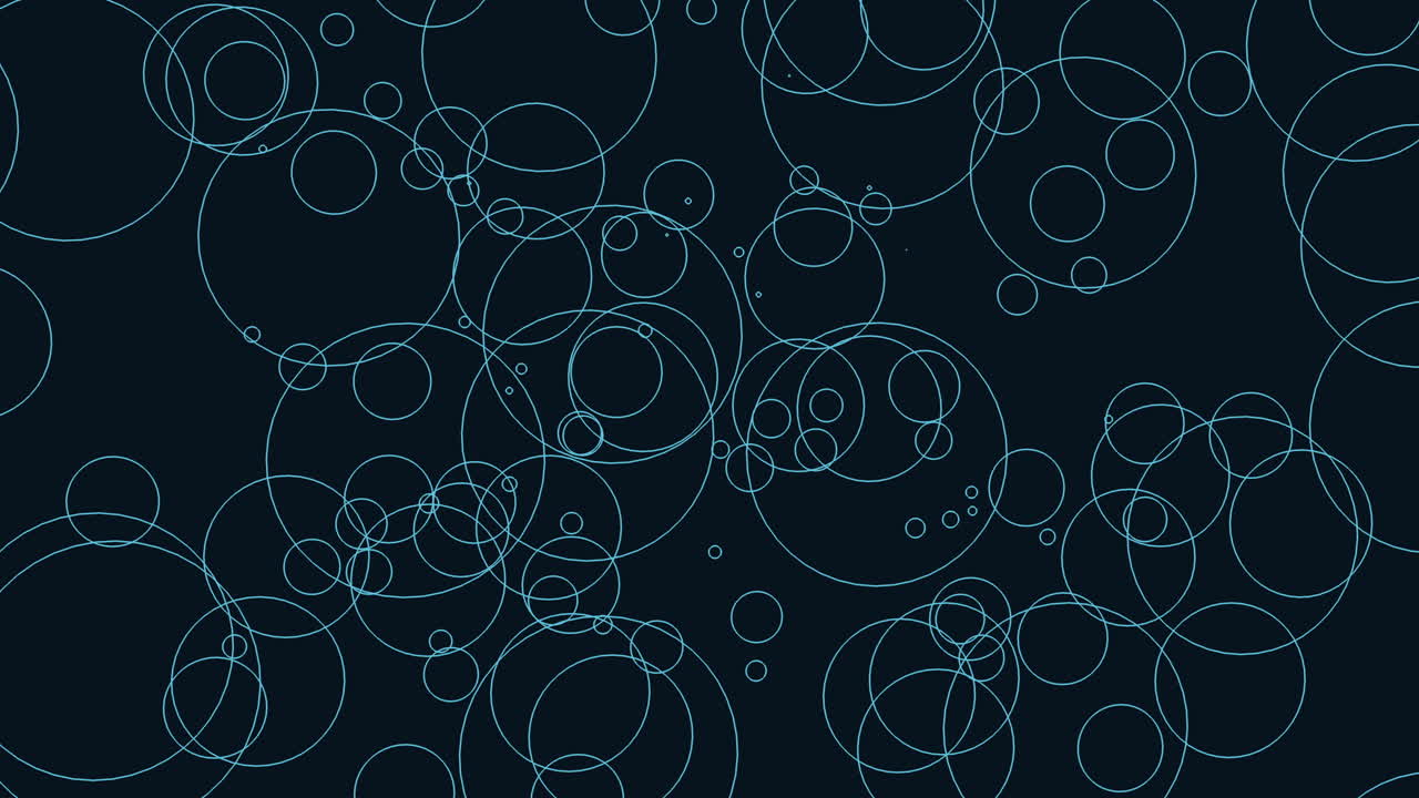 Flying big fashion rings and circles on black gradient