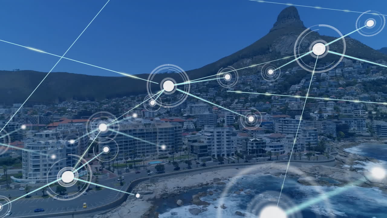 animación de la red de conexiones sobre el paisaje