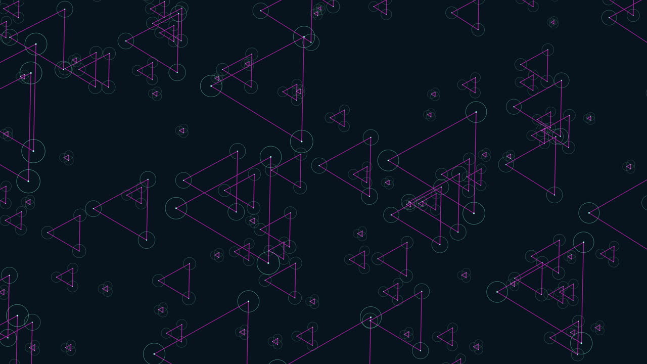 복잡한 검은색과 보라색의 기하학적 패턴 삼각형과 그리드 형식의 선