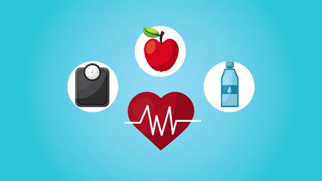 heart cardio life style and set icons