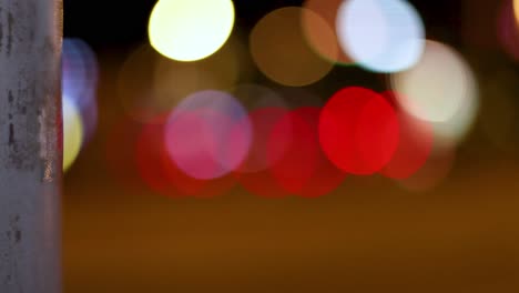 blurred city lights create a vibrant bokeh effect