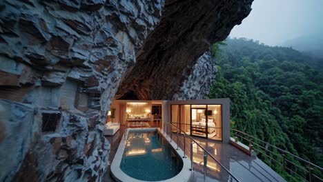 luxury cave hotel with infinity pool