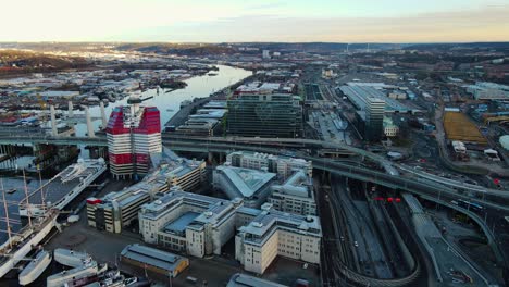 gotaalvbron, hisingsbron with lilla bommen building near goteborg centralstation in gothenburg, sweden