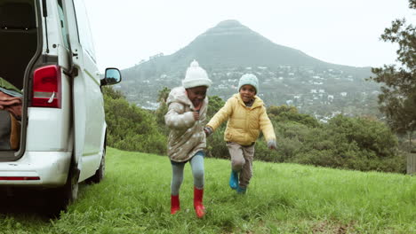 happy, park and black family outdoor bonding