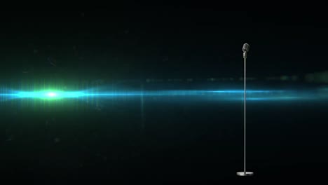 animation of vintage microphone on black background