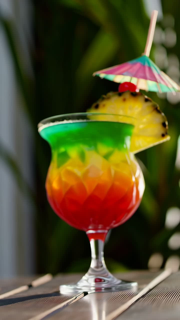 Colorful Layered Tropical Cocktail