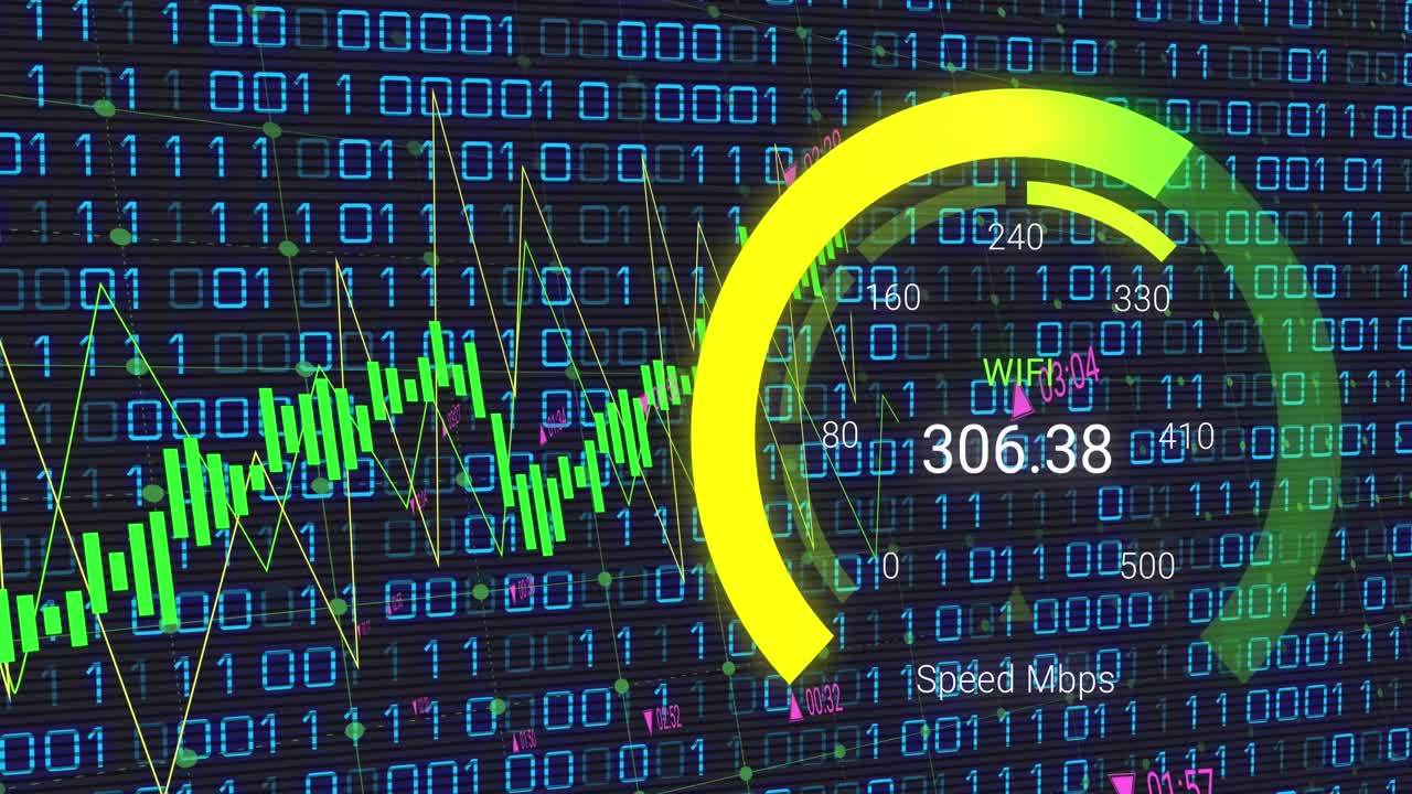 Animasi pemrosesan data di atas speedometer