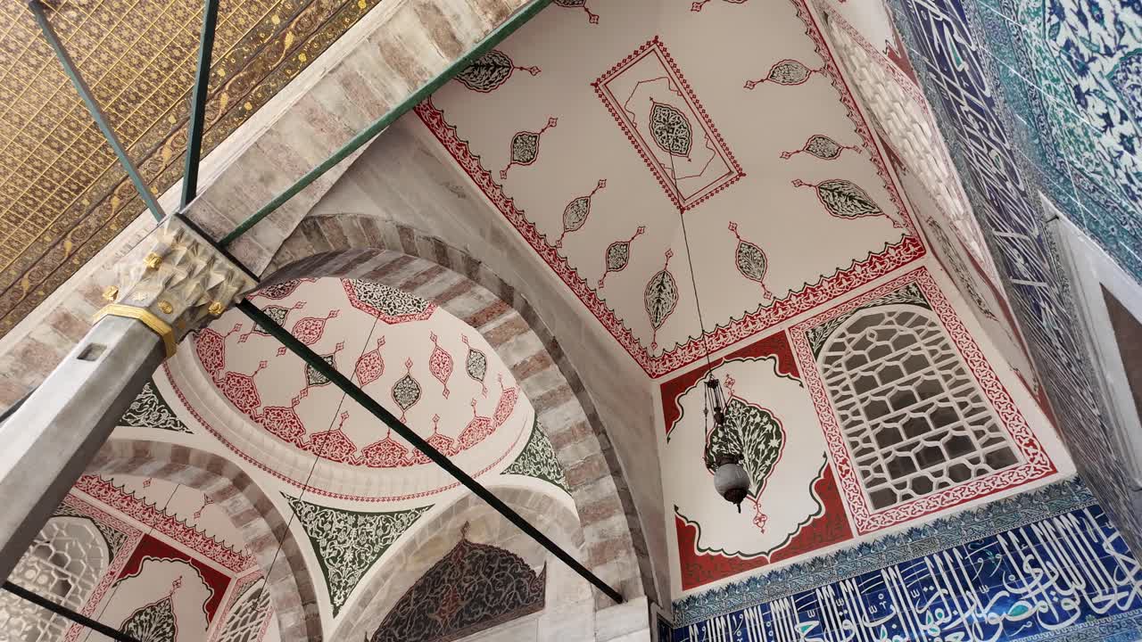 Intricate Ceiling and Architectural Details of a Historical Mosque