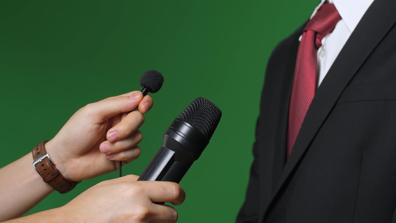 Close Up Portrait Shot Footage Of Modern Asian Male Candidate Giving Interview To Journalists, Mock Up Chroma Key Green Screen