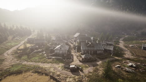 aerial view of swiss mountain village