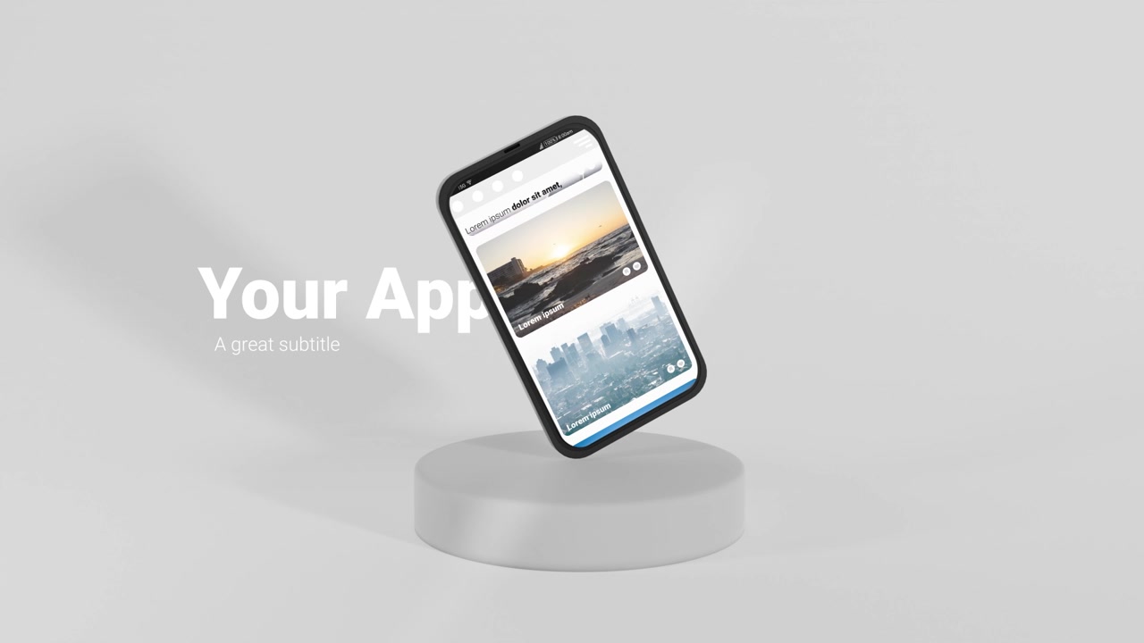 Smartphone Floating Above Pedestal Displaying Mobile App Interface