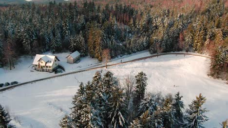 Drone-Disparó-Sobre-Un-Pueblo-En-El-Bosque