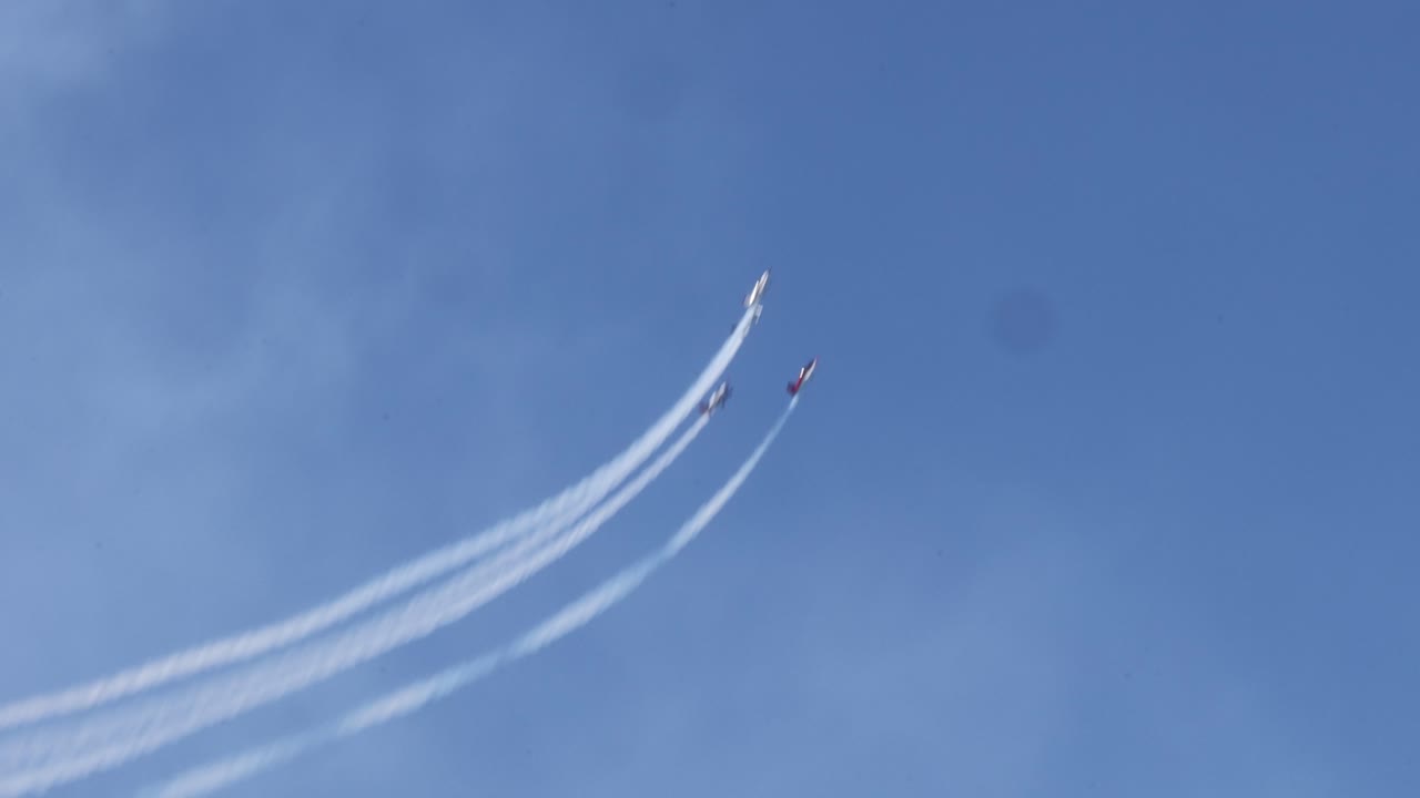 воздушное шоу синхронизированных акробатических маневров
