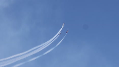 airshow display of synchronized aerobatic maneuvers