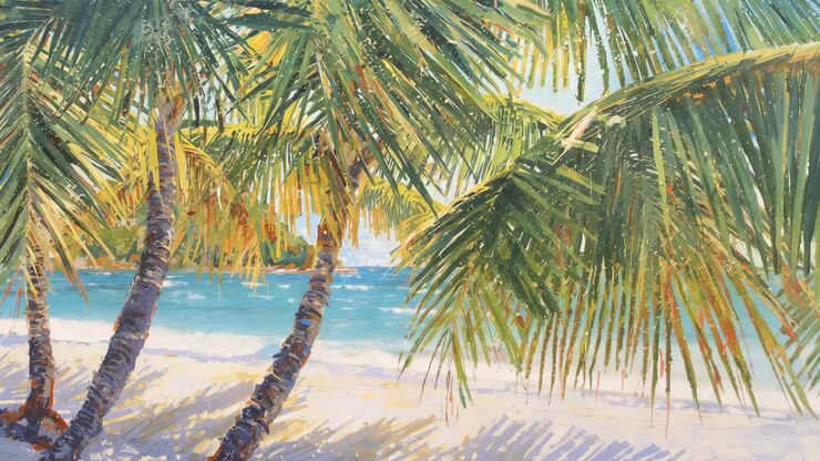 playa tropical con palmeras