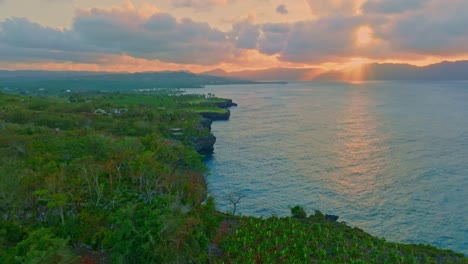 drone view of el cabito restaurant area on the edge of the sea cliff, las galeras, samana, dominican republic