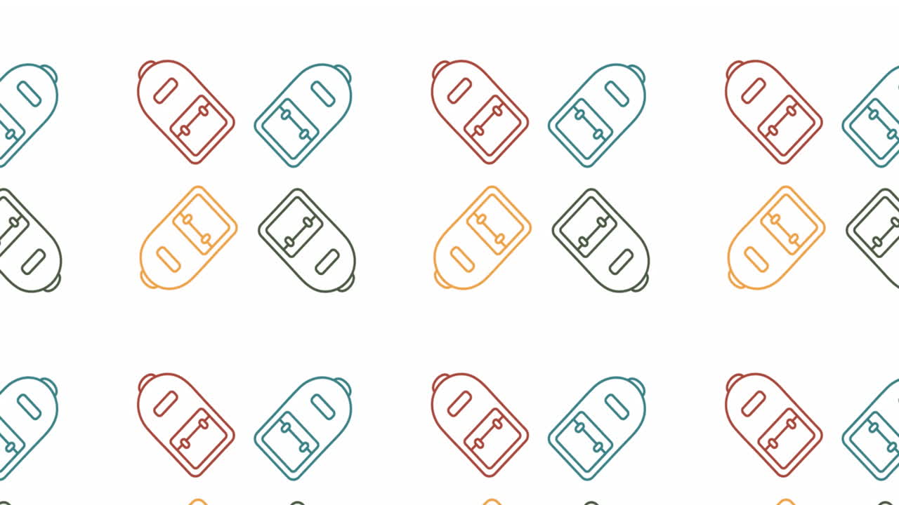 Animation of backpack icons pattern on white background