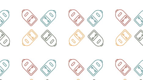 animación del patrón de los iconos de la mochila sobre un fondo blanco