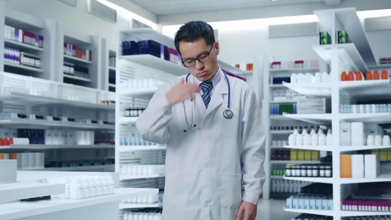 약국에서 스트레스를 받는 약사