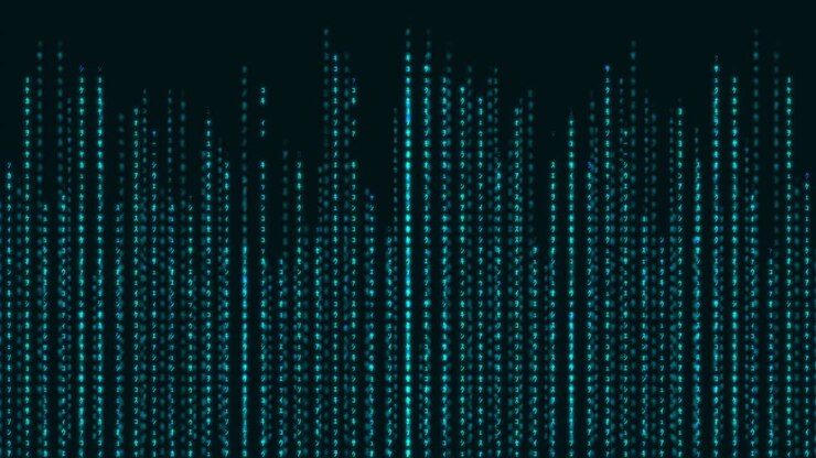Digitals japanese style and black background, Concept of metaverse, digital age. Algorithm binary, big data, decryption and encoding, row matrix background.