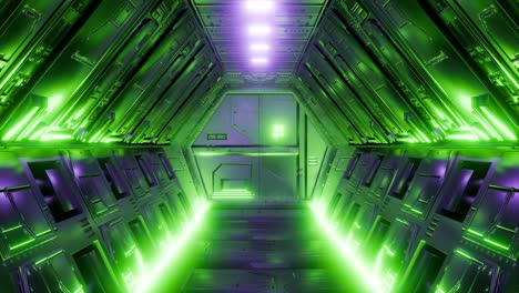 a futuristic spacecraft door with neon lights, animation loop