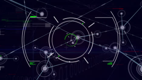 Animación-De-Red-De-Conexiones-Con-Iconos-Sobre-Escaneo-De-Alcance-Y-Procesamiento-De-Datos.