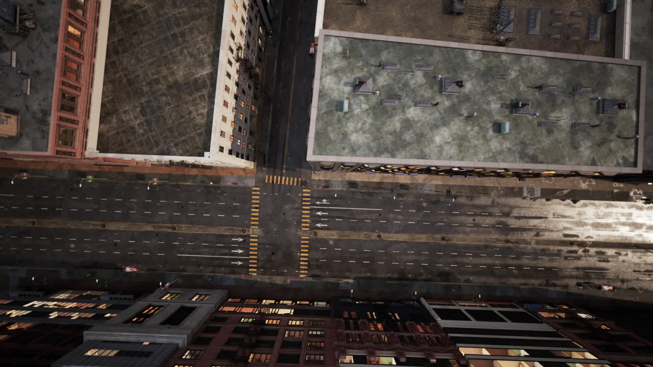 위에서 밤에 도시 거리