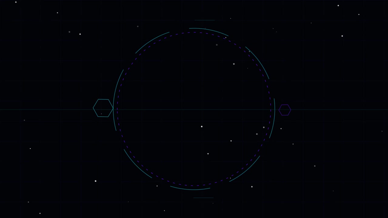 Abstract Digital Interface with Rotating Geometric Shapes