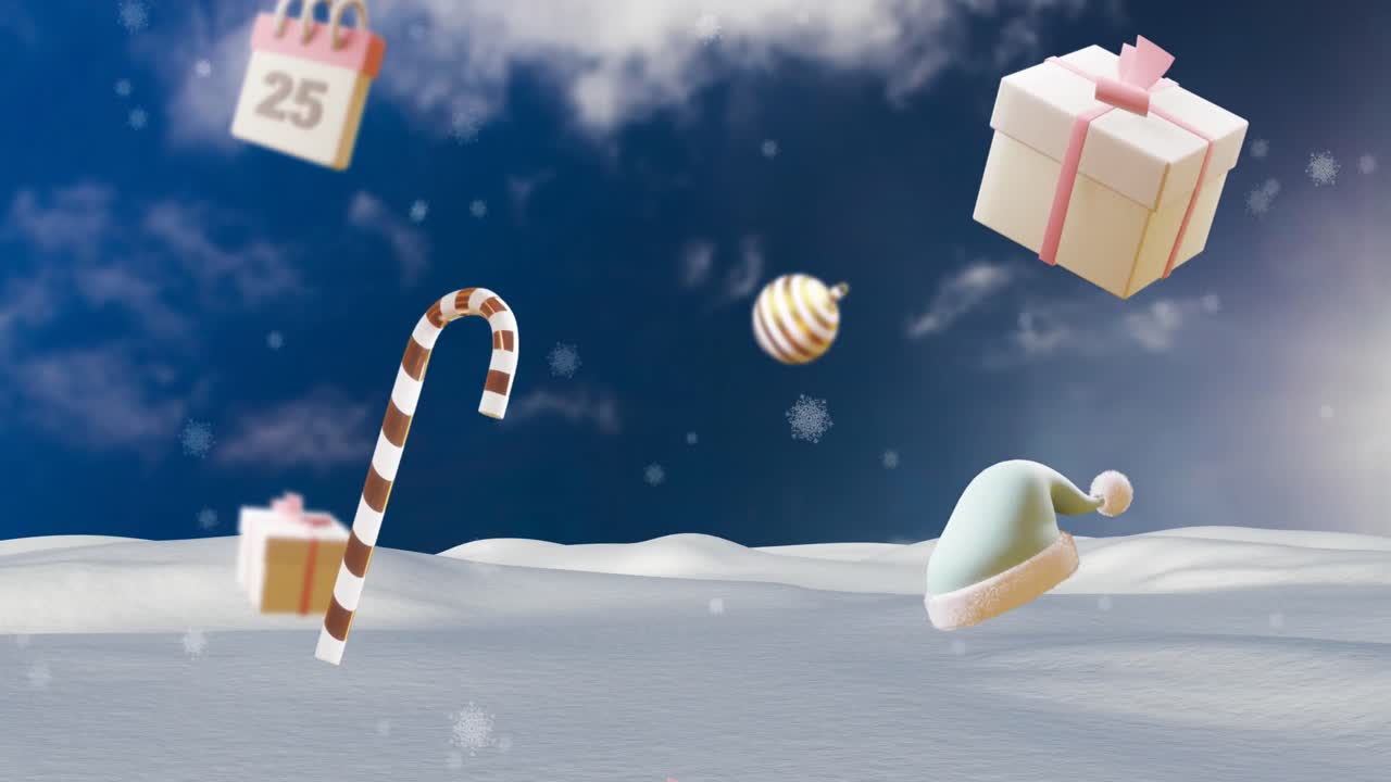 25 숫자 날짜와 크리스마스 장식과 함께 달력의 애니메이션