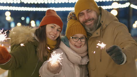 happy family celebrating winter holiday