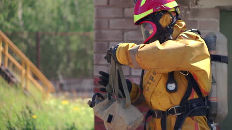 firefighter in protective suit