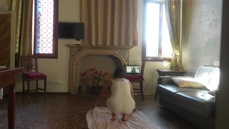 yoga session at home