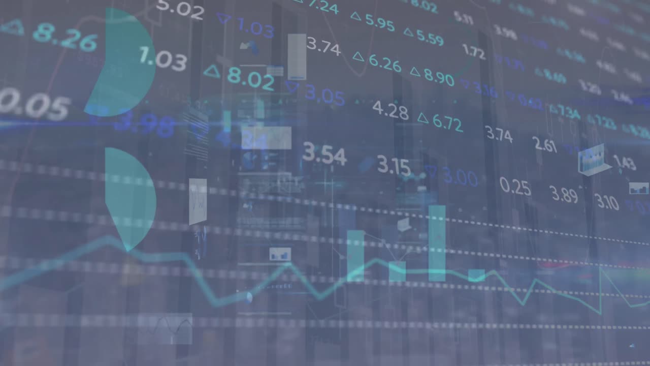 animación de gráficos y gráficos sobre el procesamiento de datos financieros
